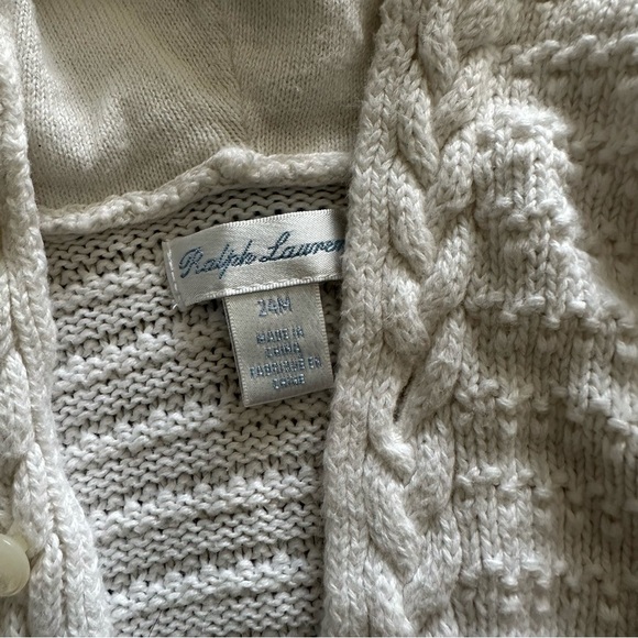 Cozy White Kids Hooded Cardigan with Ears RALPH LAUREN - Picture 3 of 5